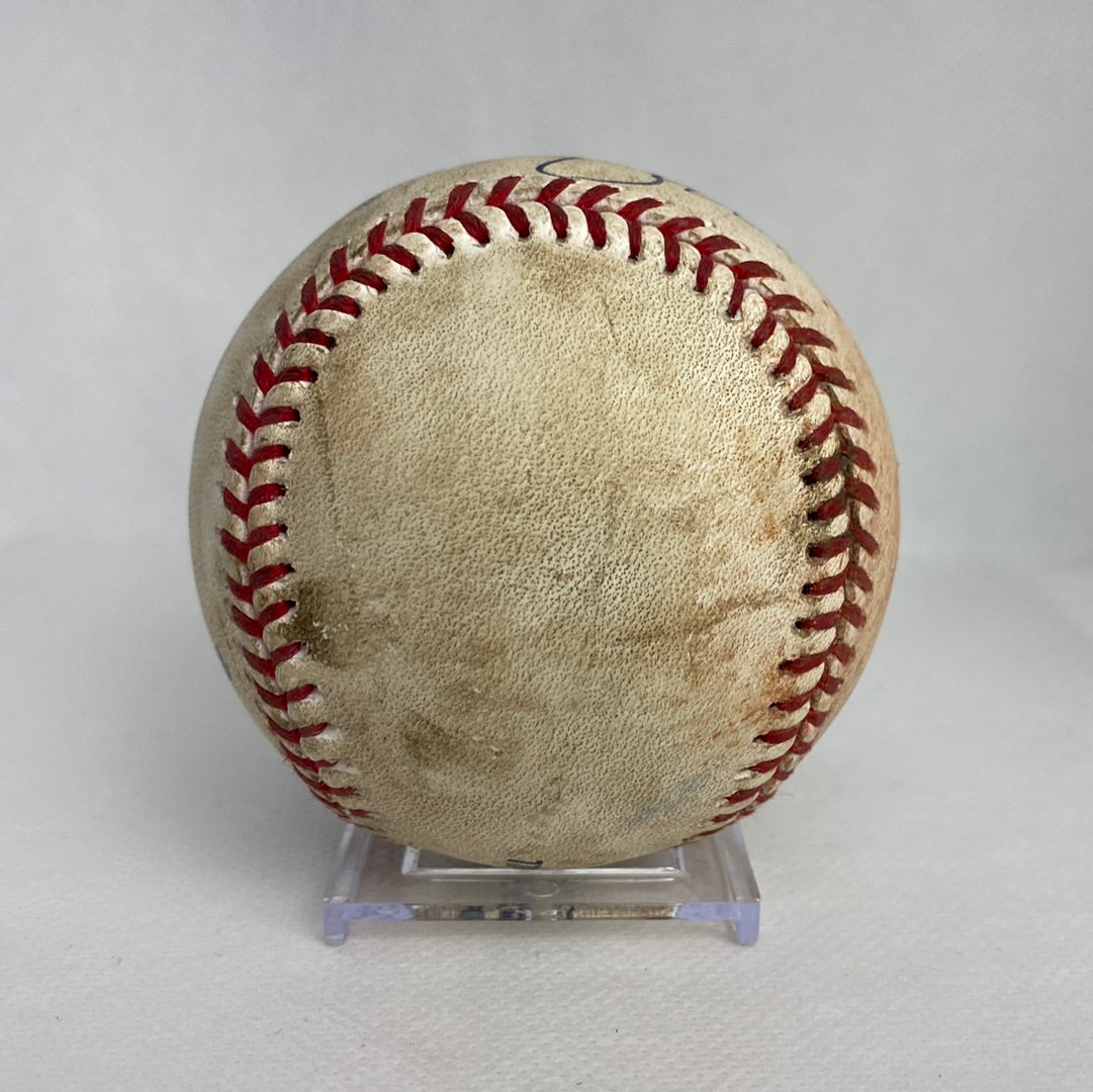 Mike Trout Autographed MLB Game Used Single Career Hit 879 08/24/16