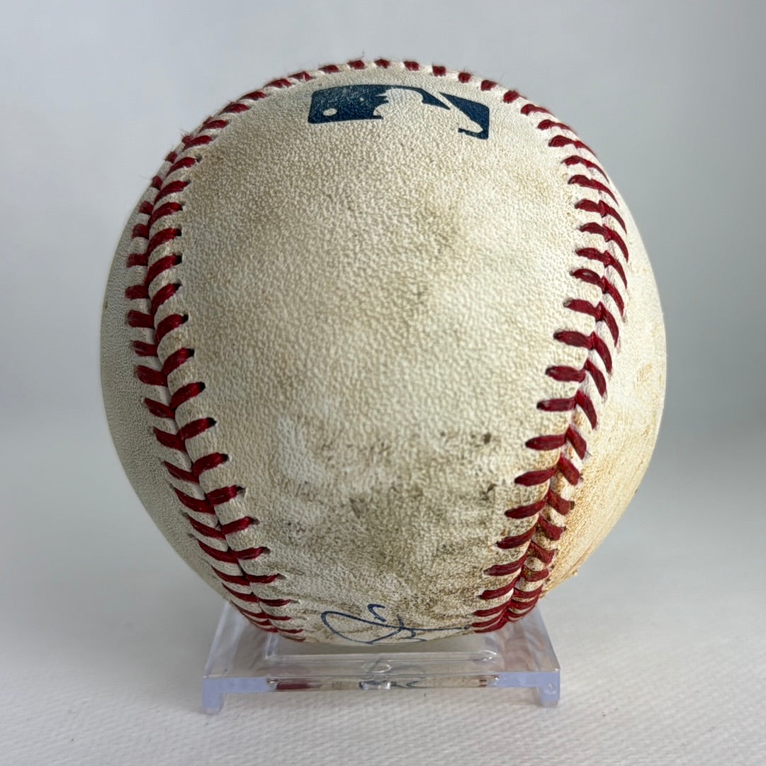 Mike Trout Autographed MLB Game Used Single Career Hit 908 RBI 489 09/20/16