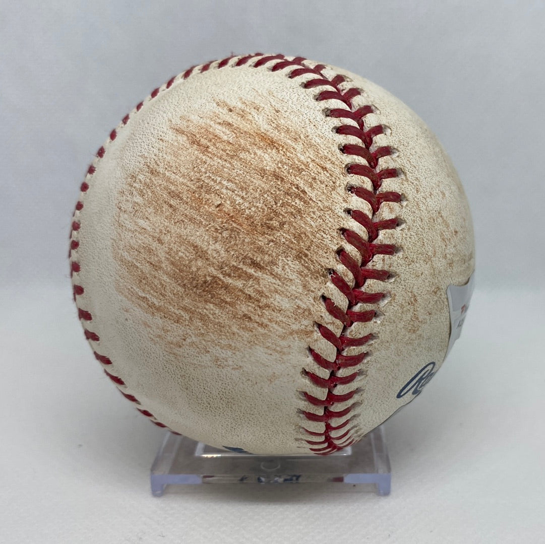 Rafael Devers Autographed MLB Game Used Double Career Hit 57 Double 11 09/23/17