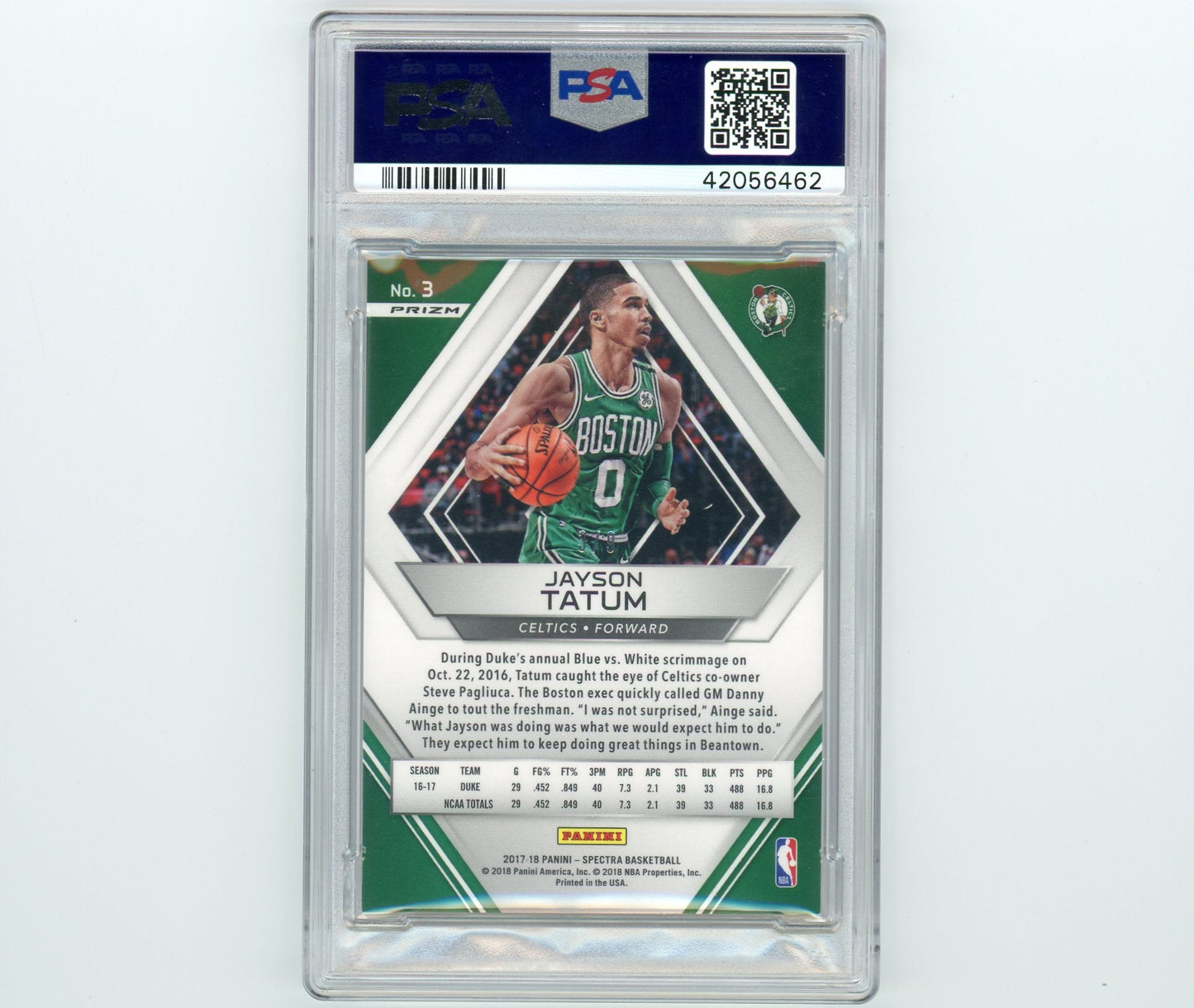 Jayson Tatum 2017 Panini Spectra Wave Rookie /9 PSA 9