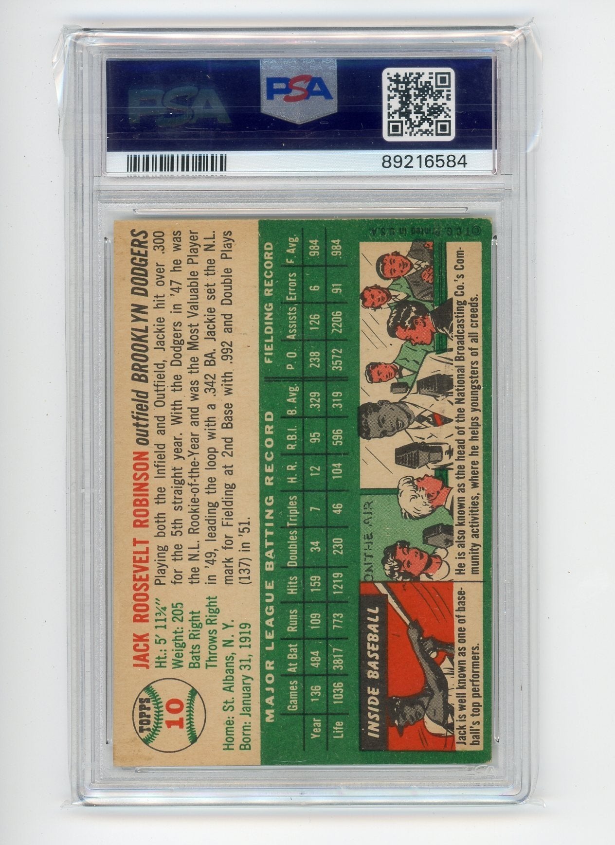 Jackie Robinson 1954 Topps #10 PSA 5.5
