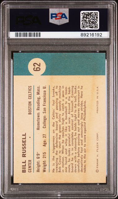 Bill Russell In Action 1961 Fleer #62 PSA 7