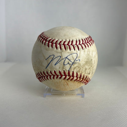 Mike Trout Autographed MLB Game Used Single Career Hit 908 RBI 489 09/20/16