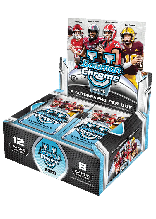 2025 Bowman Chrome University Football Jumbo 8 Box Case