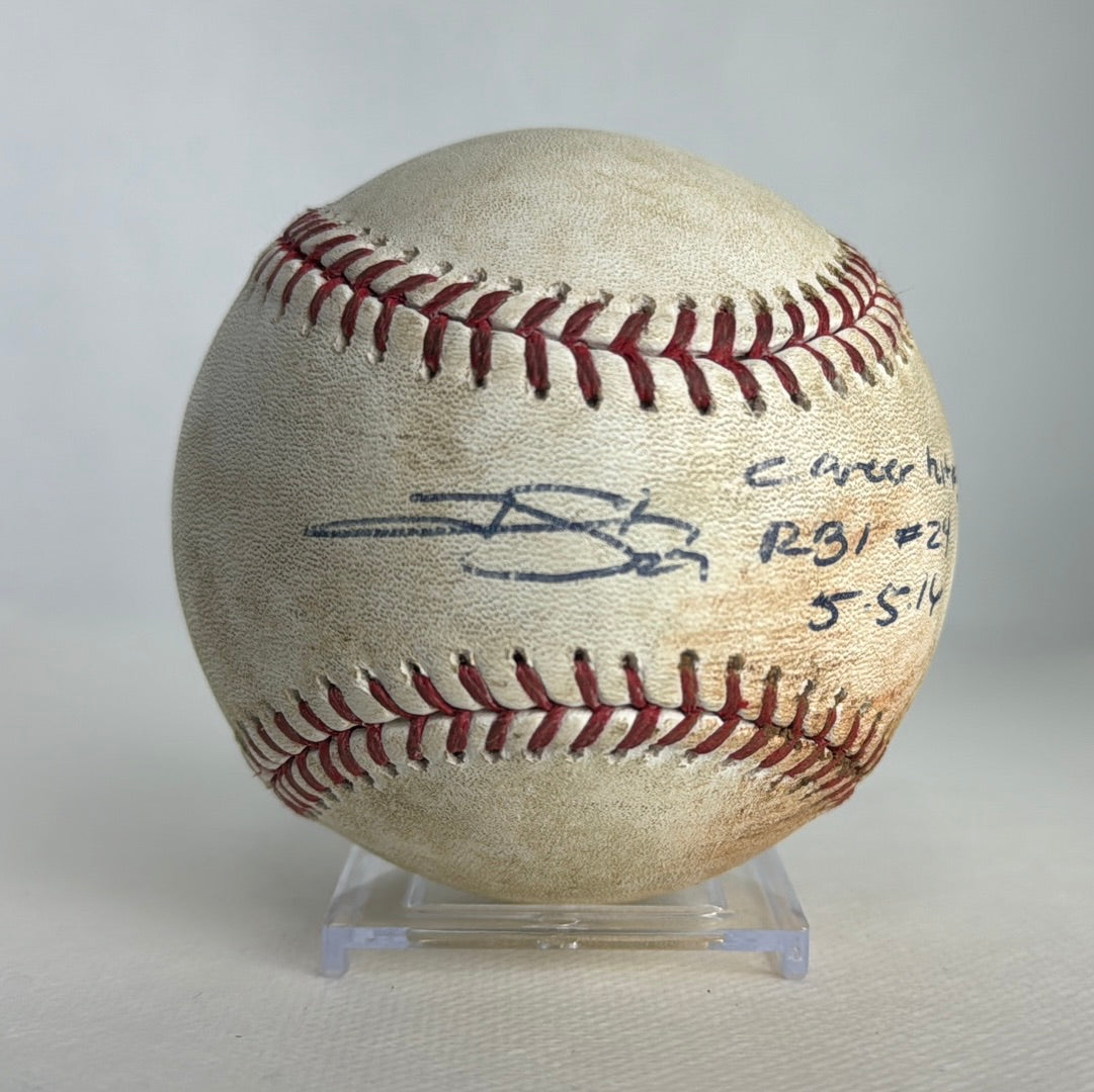 Trevor Story Autographed MLB Game Used Single Career Hit 30 RBI 24 05/05/16