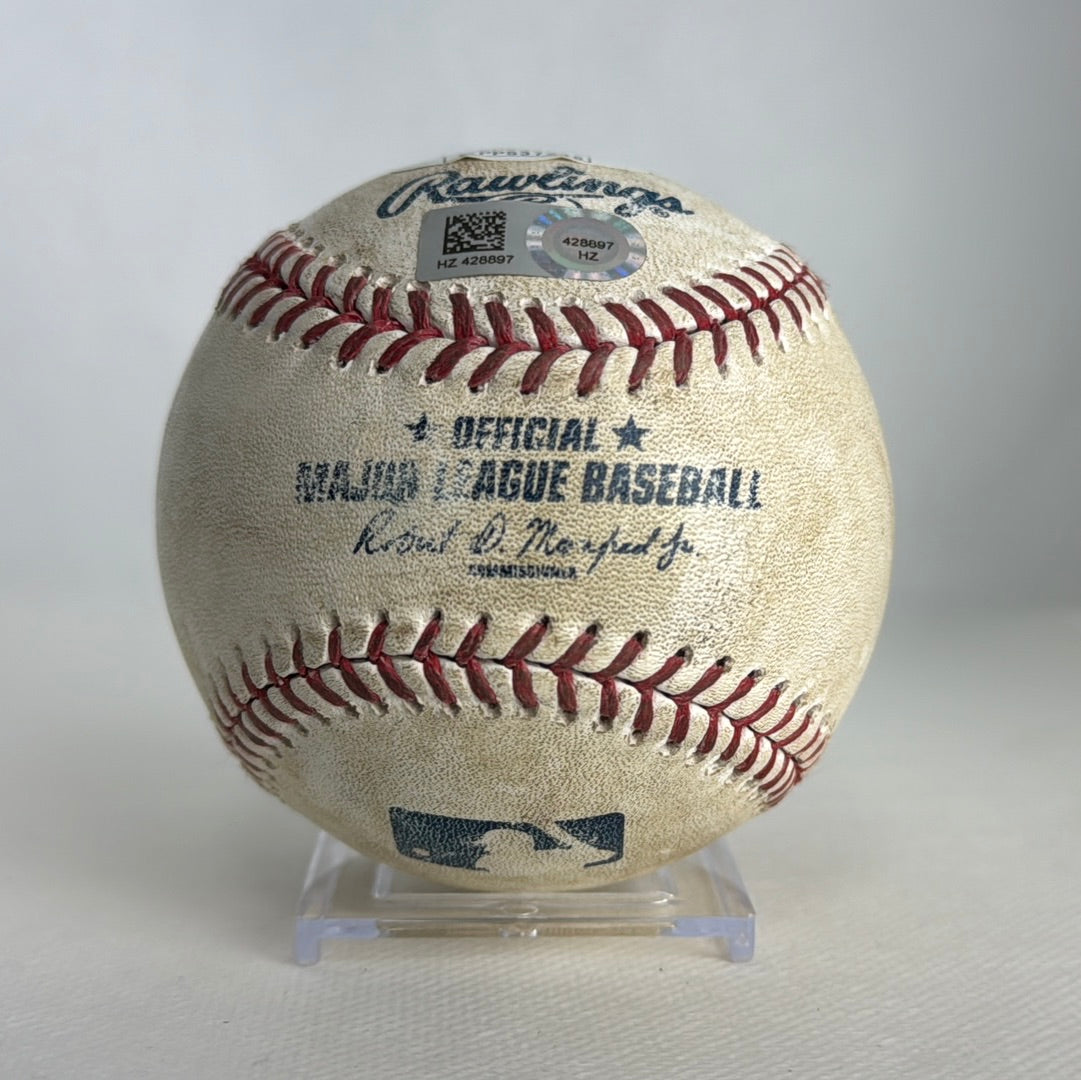 Trevor Story Autographed MLB Game Used Single Career Hit 30 RBI 24 05/05/16