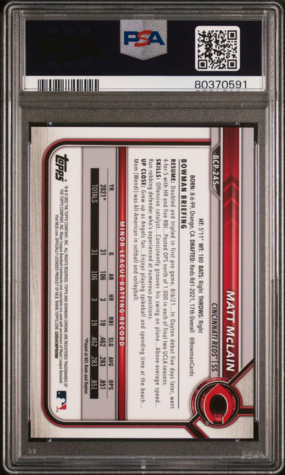 Matt McLain 2022 1st Bowman Chrome X Orange X-Fractor #'d 5/5 PSA 10