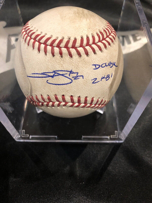 Trevor Story MLB Game Used Double 2 Rbi's Baseball 9/27/17 Marlins vs Rockies