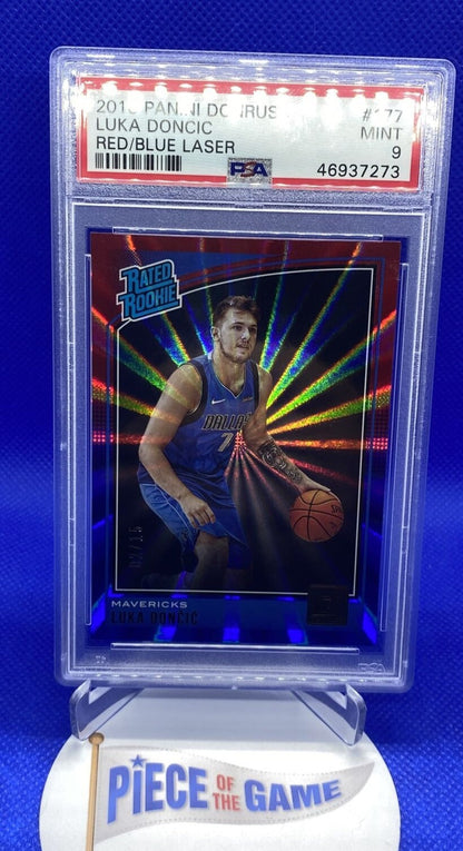 2018 Donruss Holo Red and Blue Laser Luka Doncic ROOKIE RC /15 PSA 9
