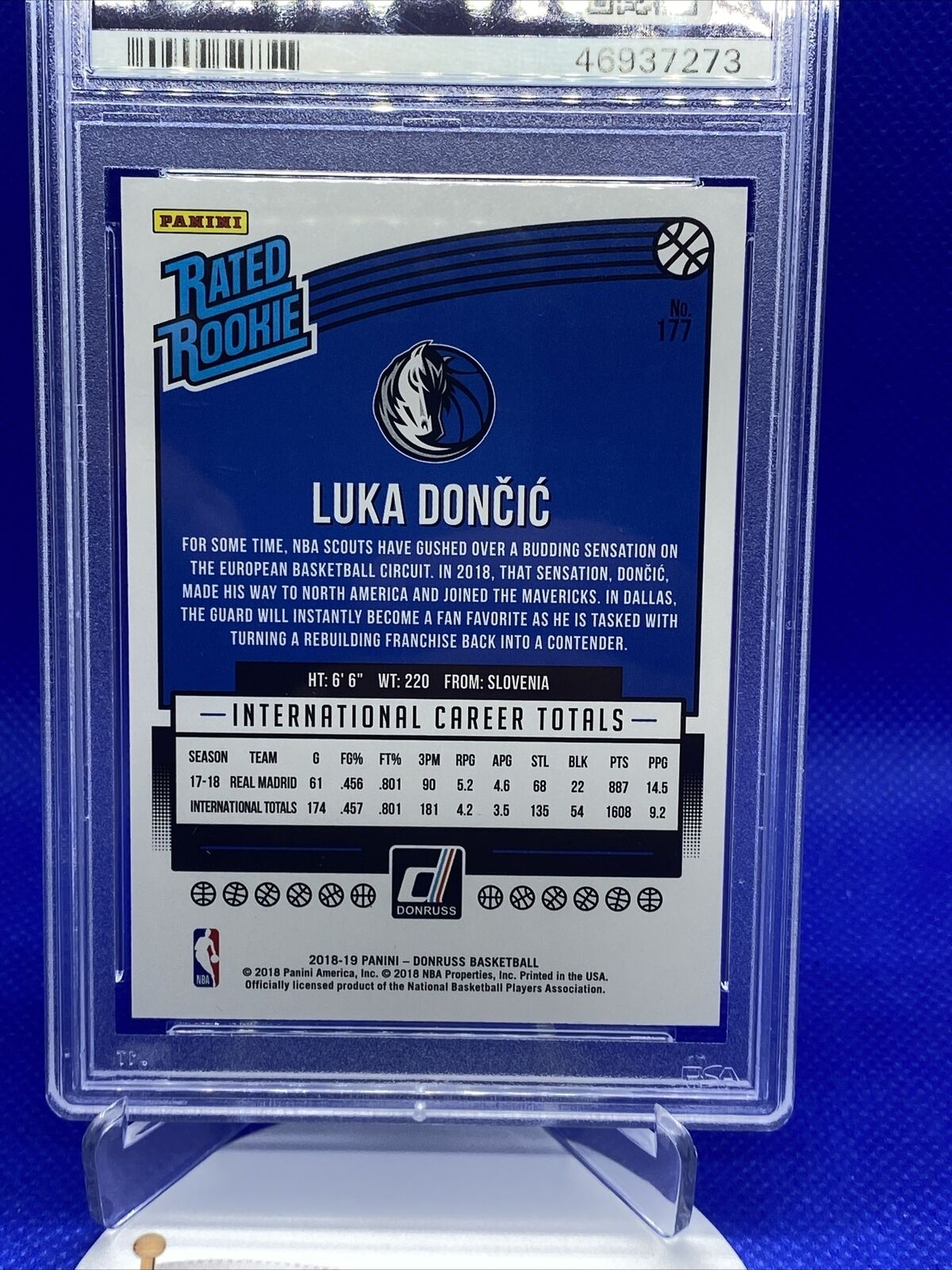 2018 Donruss Holo Red and Blue Laser Luka Doncic ROOKIE RC /15 PSA 9