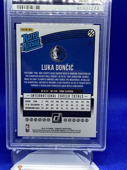 2018 Donruss Holo Red and Blue Laser Luka Doncic ROOKIE RC /15 PSA 9