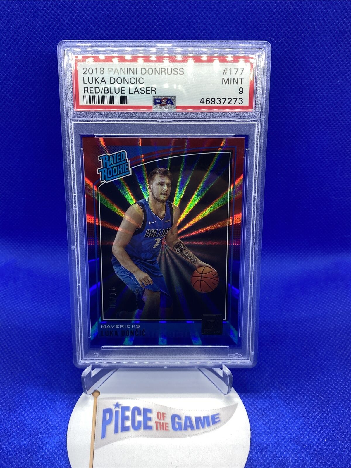 2018 Donruss Holo Red and Blue Laser Luka Doncic ROOKIE RC /15 PSA 9