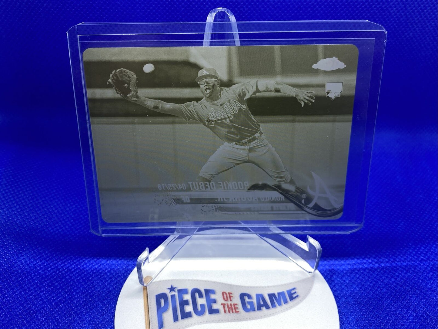 2018 Topps Holiday Yellow Printing Plate Ronald Acuna Jr. 1/1 RAW