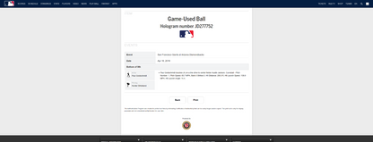 Paul Goldschmidt MLB Game Used Double Autographed Ball 4/18/18 Career Hit #1025