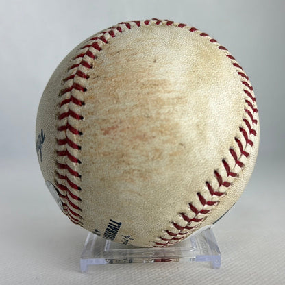 Ronald Acuna Jr. Autographed MLB Game Used Double Career Hit 85 Double 20 08/24/18