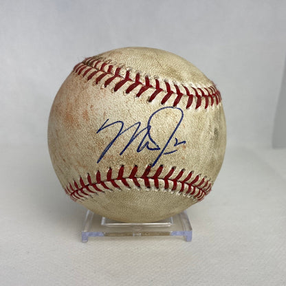 Mike Trout  Autographed MLB Game Used Single Career Hit 879 08/24/16