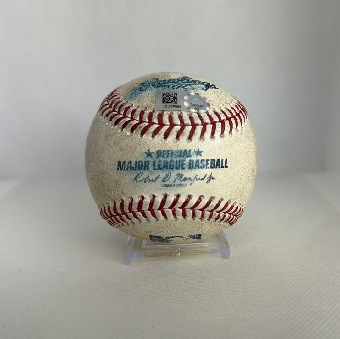 Mike Trout Autographed MLB Game Used Double Career Hit 1063 Double 204 04/21/2018