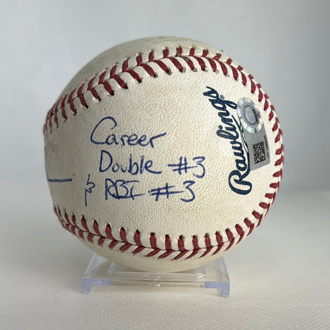 Pete Alonso Autographed MLB Game Used Double Career Hit 6 Double 3 RBI 3 & Brandon Nimmo Single 03/31/19
