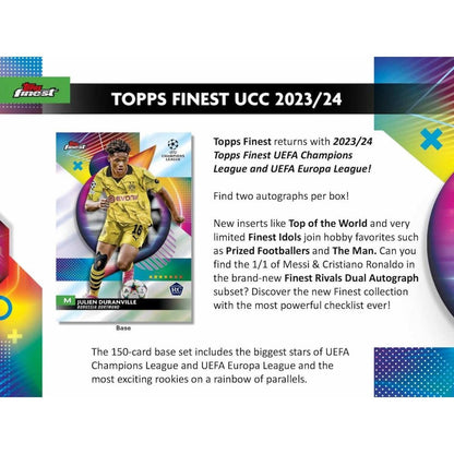 2023-24 Topps Finest UEFA Club Competitions Soccer Hobby 8 Box Case