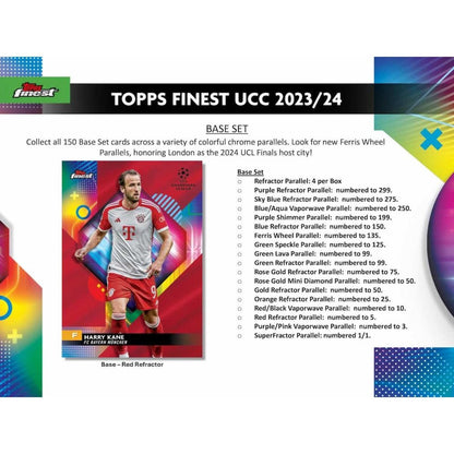2023-24 Topps Finest UEFA Club Competitions Soccer Hobby 8 Box Case