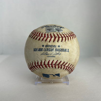 Mike Trout Autographed MLB Game Used Single Career Hit 383 RBI 182 09/06/13