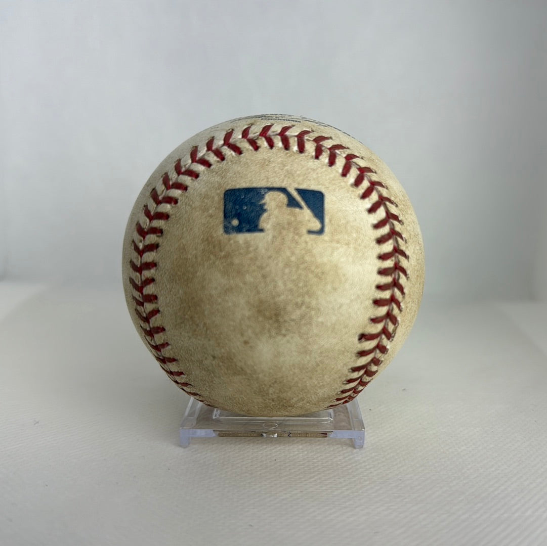 Mike Trout Autographed MLB Game Used Single Career Hit 383 RBI 182 09/06/13