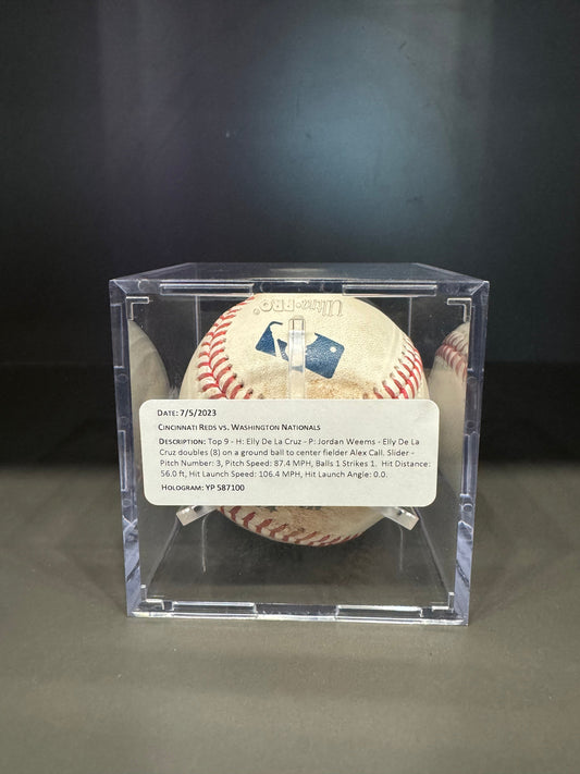 Elly De La Cruz Career Hit #35 Career double #8 authentic game-used baseball 7/5/2023