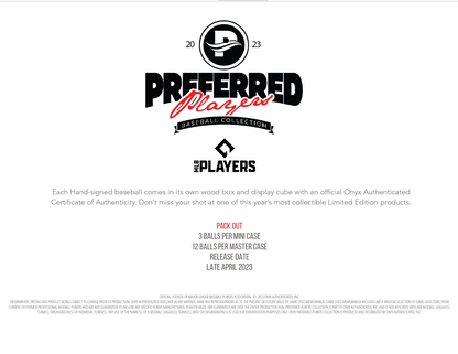 2023 Onyx Preferred Players Collection Baseball 12 Box Case