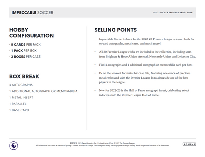 2022-23 Panini Impeccable Soccer Hobby 3 Box Case