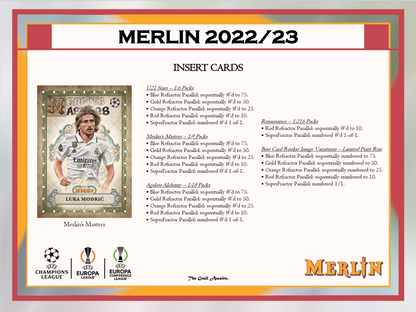 2022-23 Topps UEFA Club Competitions Merlin Chrome Soccer Hobby 12 Box Case