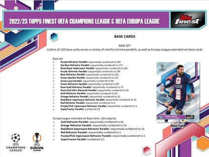 2022-23 Topps Finest UEFA Club Competitions Soccer Hobby 8 Box Case