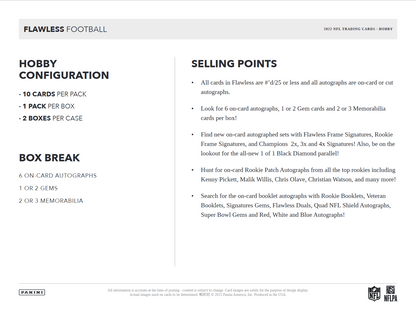 2022 Panini Flawless Football Hobby 2 Box Case