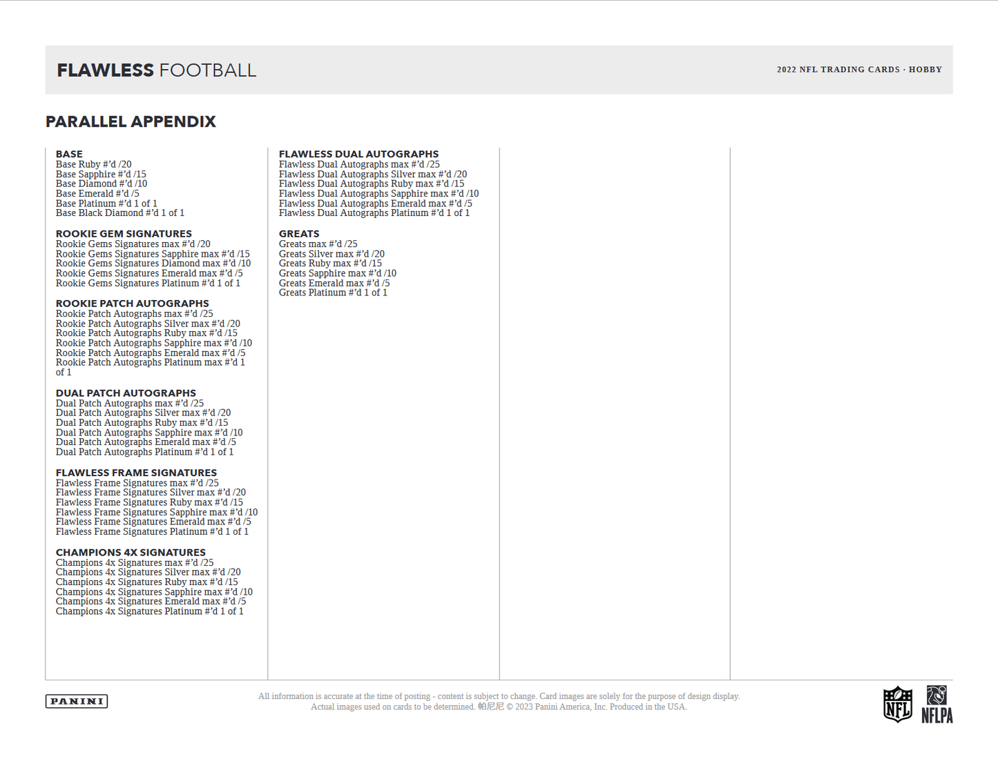 2022 Panini Flawless Football Hobby 2 Box Case