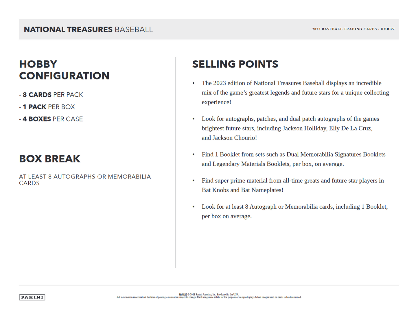 2023 Panini National Treasures Baseball Hobby 4 Box Case