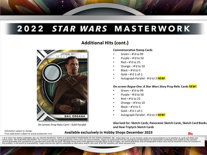 2022 Topps Star Wars Masterwork Hobby 8 Box Case