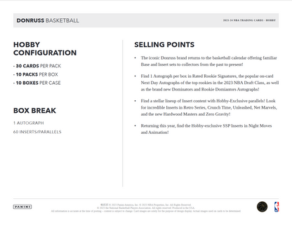 2023-24 Panini Donruss Basketball Hobby 10 Box Case