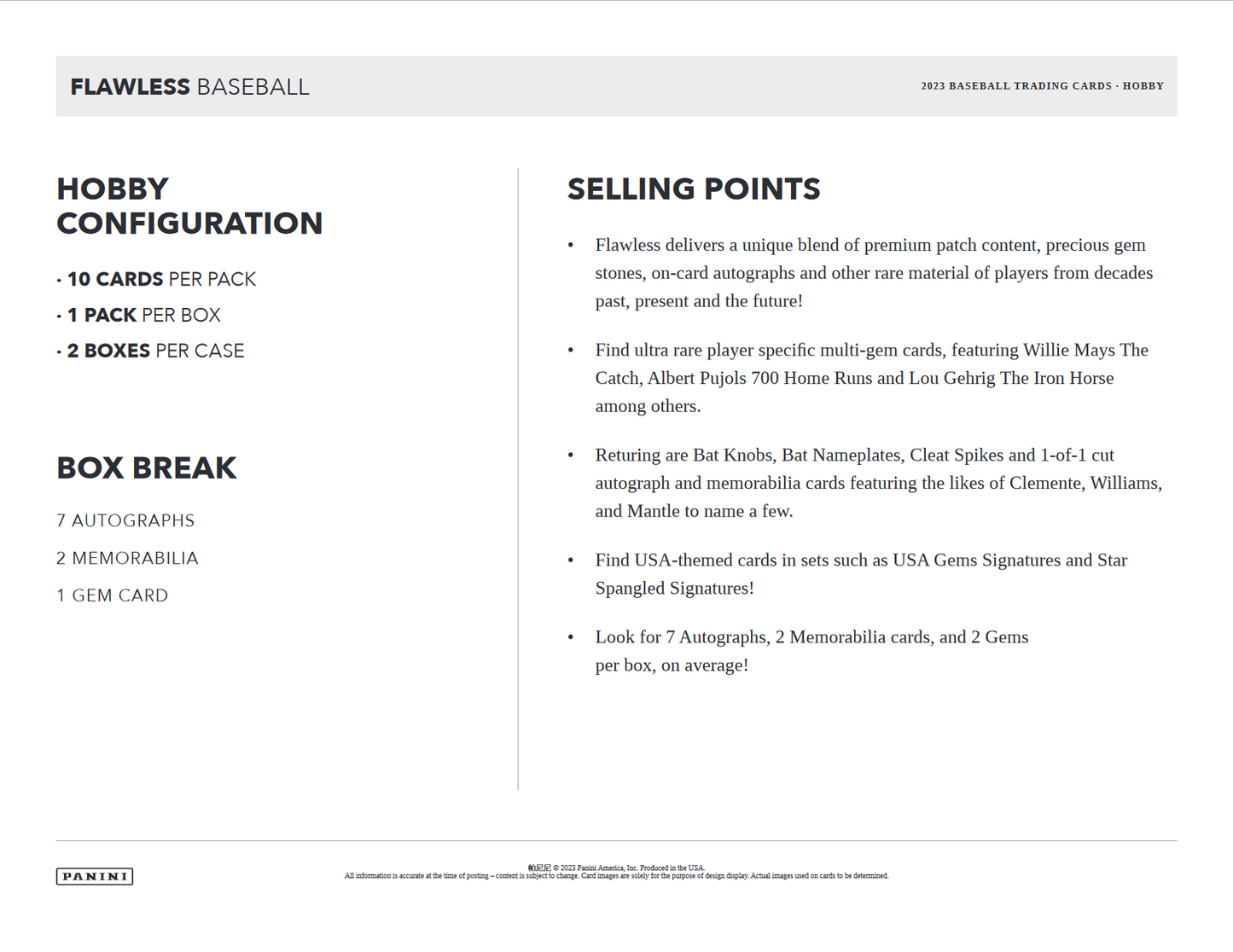 2023 Panini Flawless Baseball Hobby Box