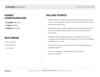 2023 Panini Flawless Baseball Hobby 2 Box Case