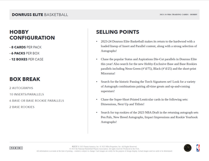 2023-24 Panini Donruss Elite Basketball Hobby 12 Box Case