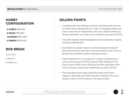 2023-24 Panini Revolution Basketball Hobby 8 Box Case