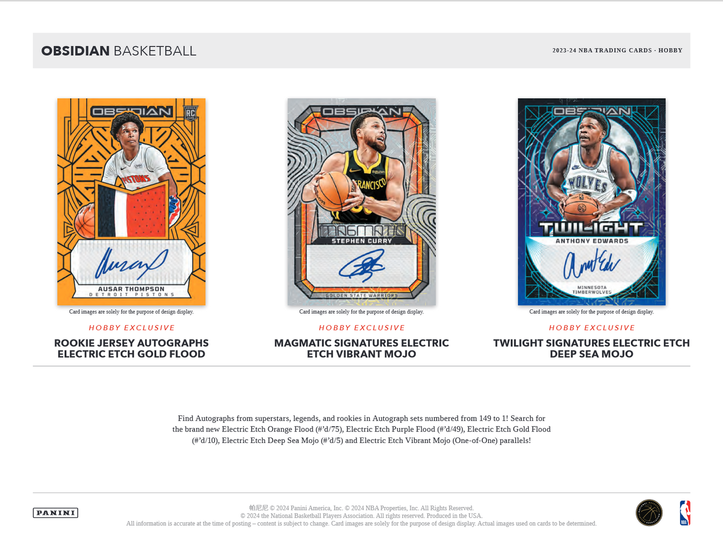 2023-24 Panini Obsidian Basketball Hobby 12 Box Case