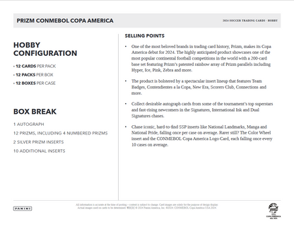 2023-24 Panini Prizm COPA America Soccer Hobby 12 Box Case