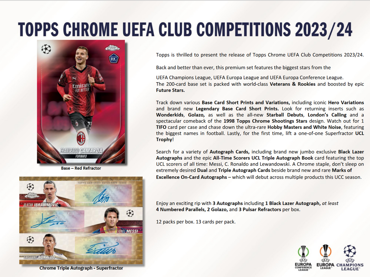 2023-24 Topps UEFA Club Competitions Chrome Soccer Jumbo Box