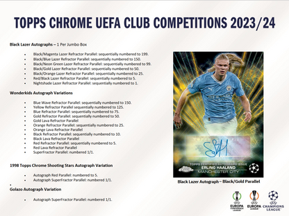 2023-24 Topps UEFA Club Competitions Chrome Soccer Jumbo 8 Box Case