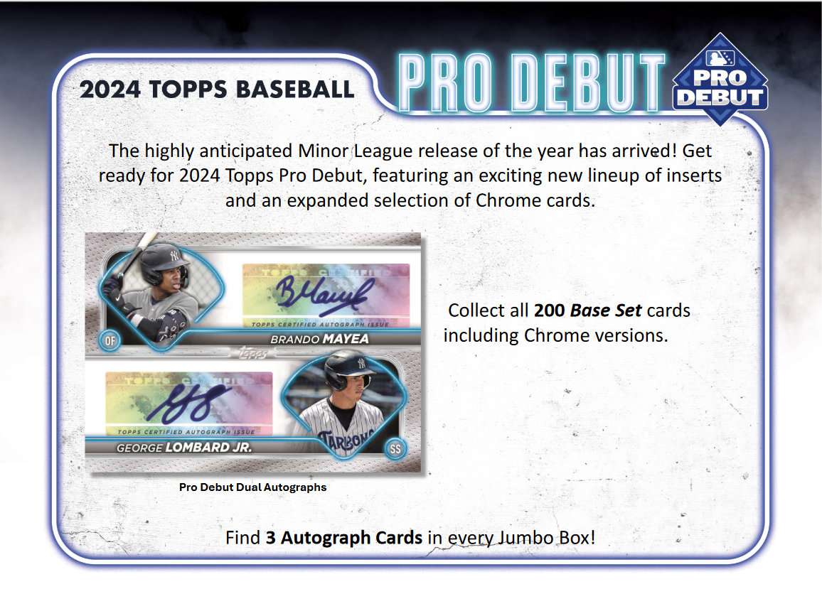 2024 Topps Pro Debut Baseball Jumbo 8 Box Case