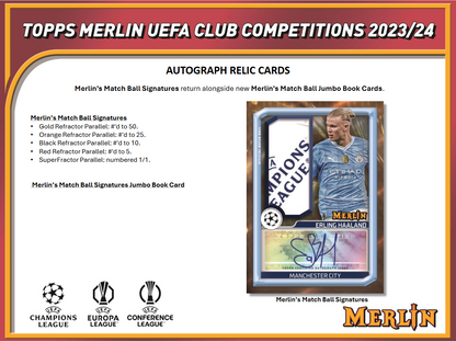 2023-24 Topps UEFA Club Competitions Merlin Chrome Soccer Hobby 12 Box Case