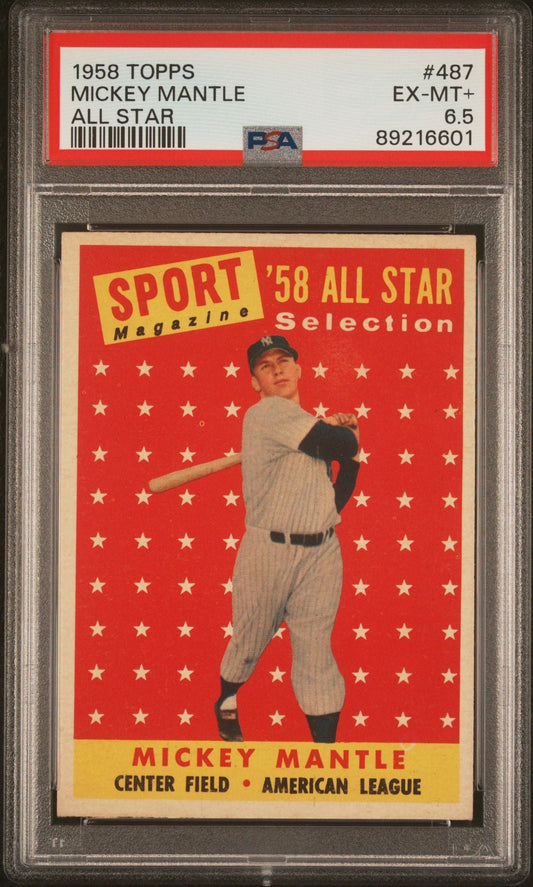 Mickey Mantle 1958 Topps #487 All Star PSA 6.5