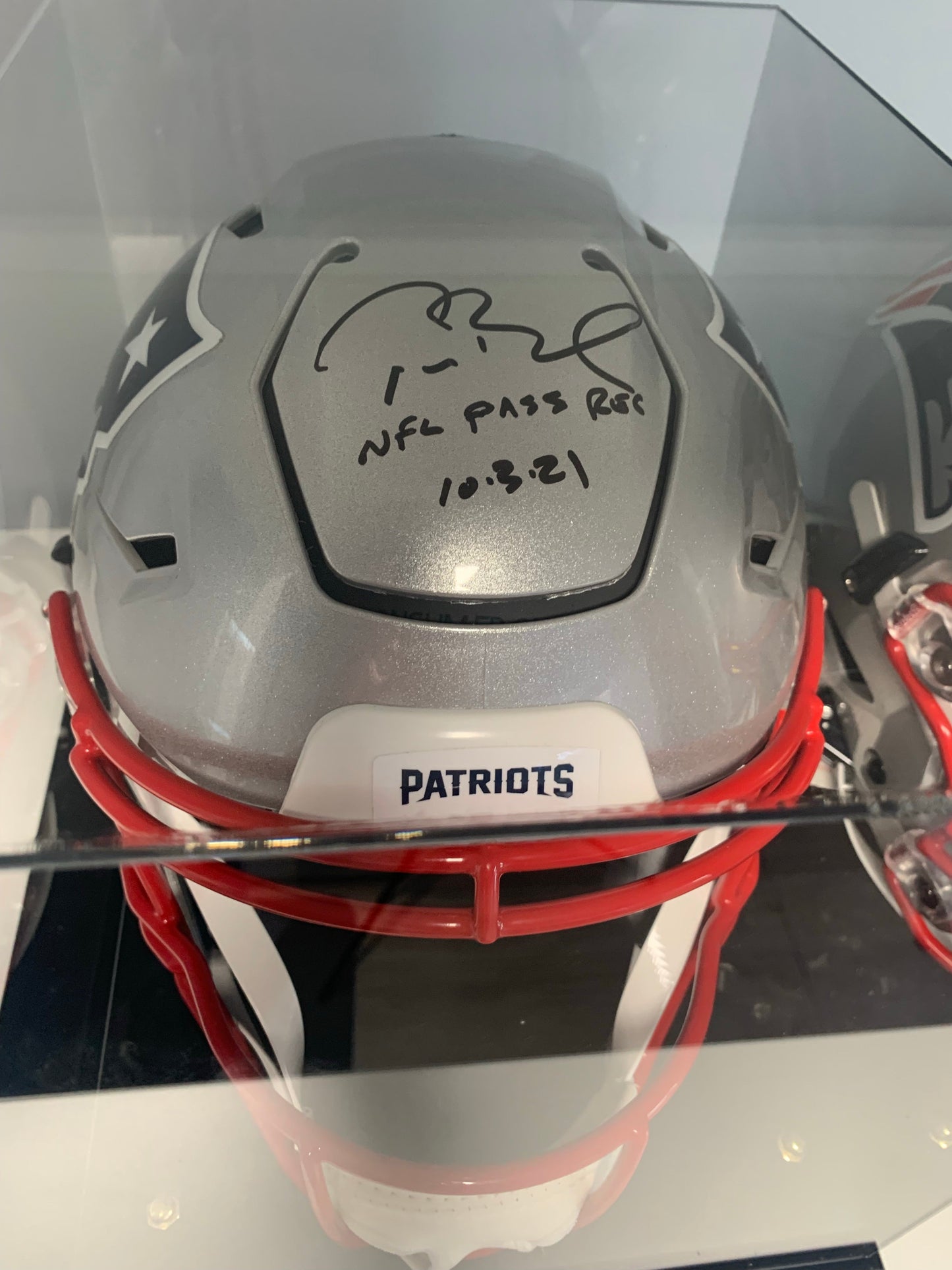 Tom Brady NFL Authentic Autographed and Inscribed Patriots Helmet TD Record