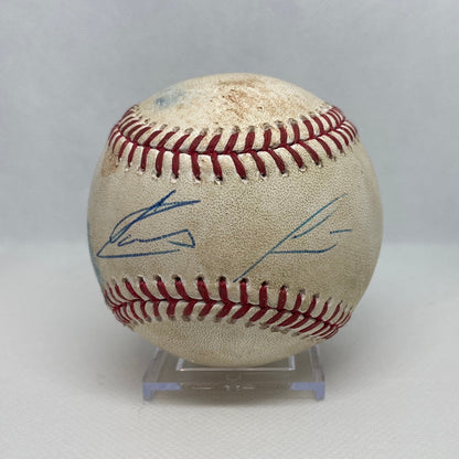 Ronald Acuna. Jr. Autographed MLB Game Used Double Career Hit 4 Double 1 RBI 2 & Freddie Freeman Double 04/26/18