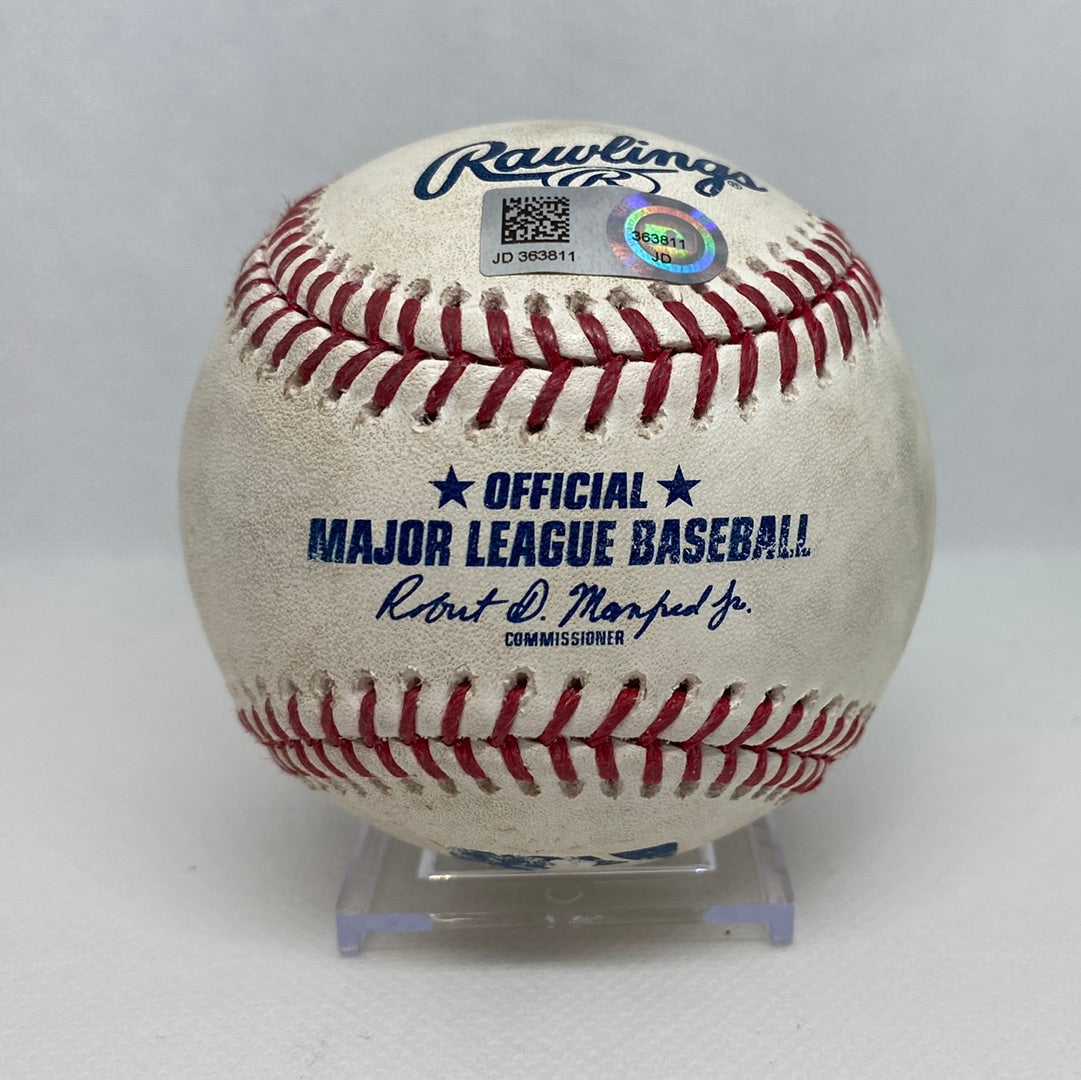 Shohei Ohtani Autographed MLB Game Used Single Career Hit 8 RBI 8 04/11/18